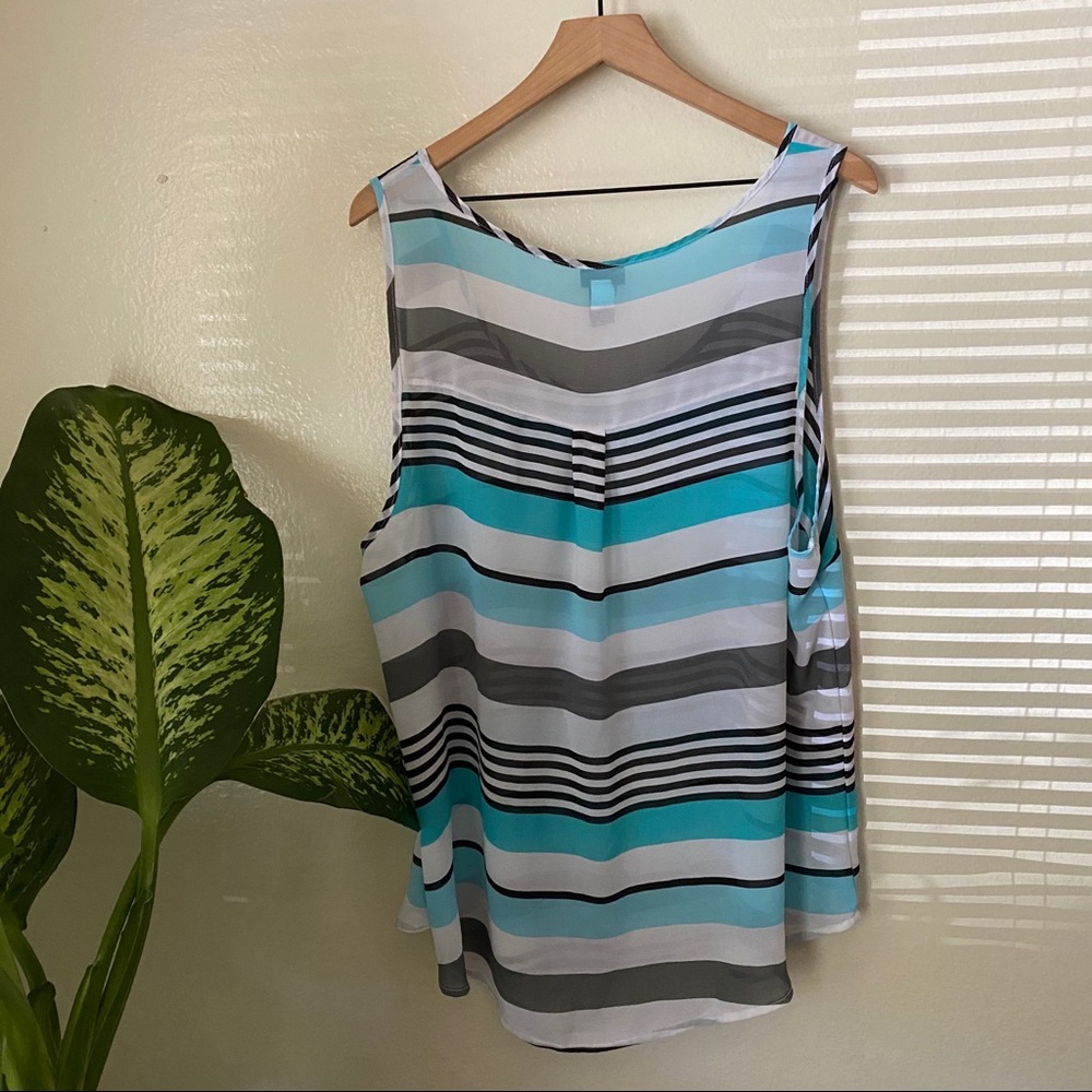Torrid | Striped Chiffon Tank Top - Picture 5 of 6